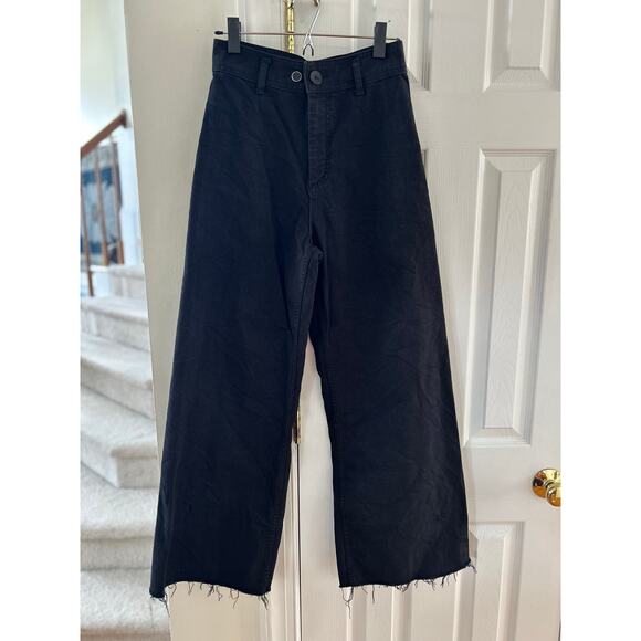 Zara Black Wide Leg Raw Hem High Waisted Jeans - Picture 1 of 5